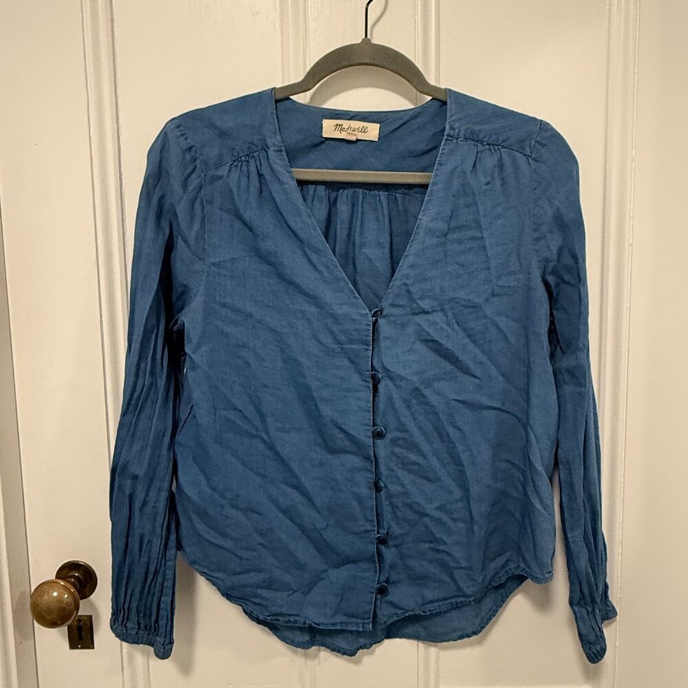 Madewell Blue Peasant Blouse